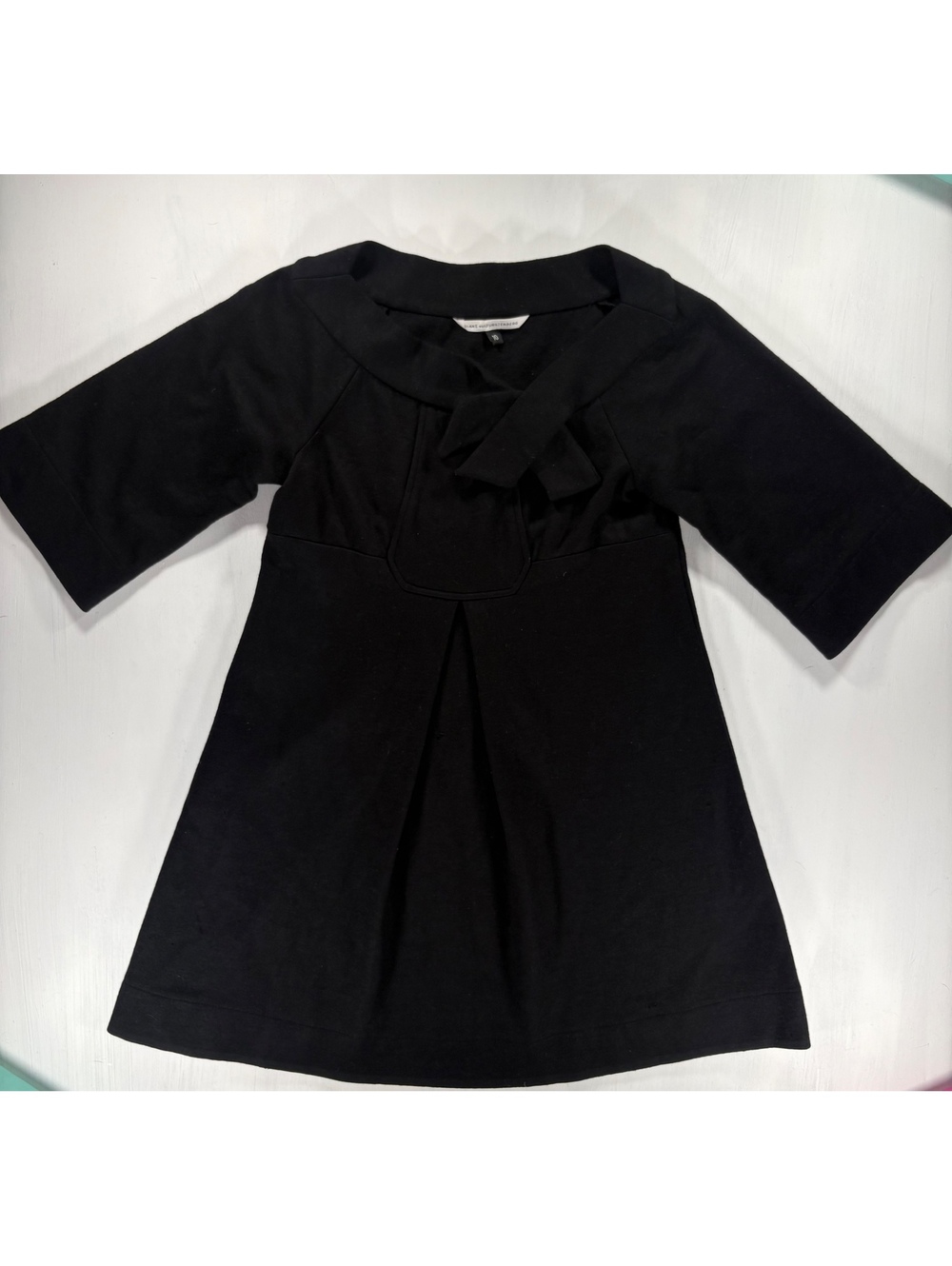 Diane von Furstenberg Black Wool Bow Sheath Dress — AS IS, Repair Project